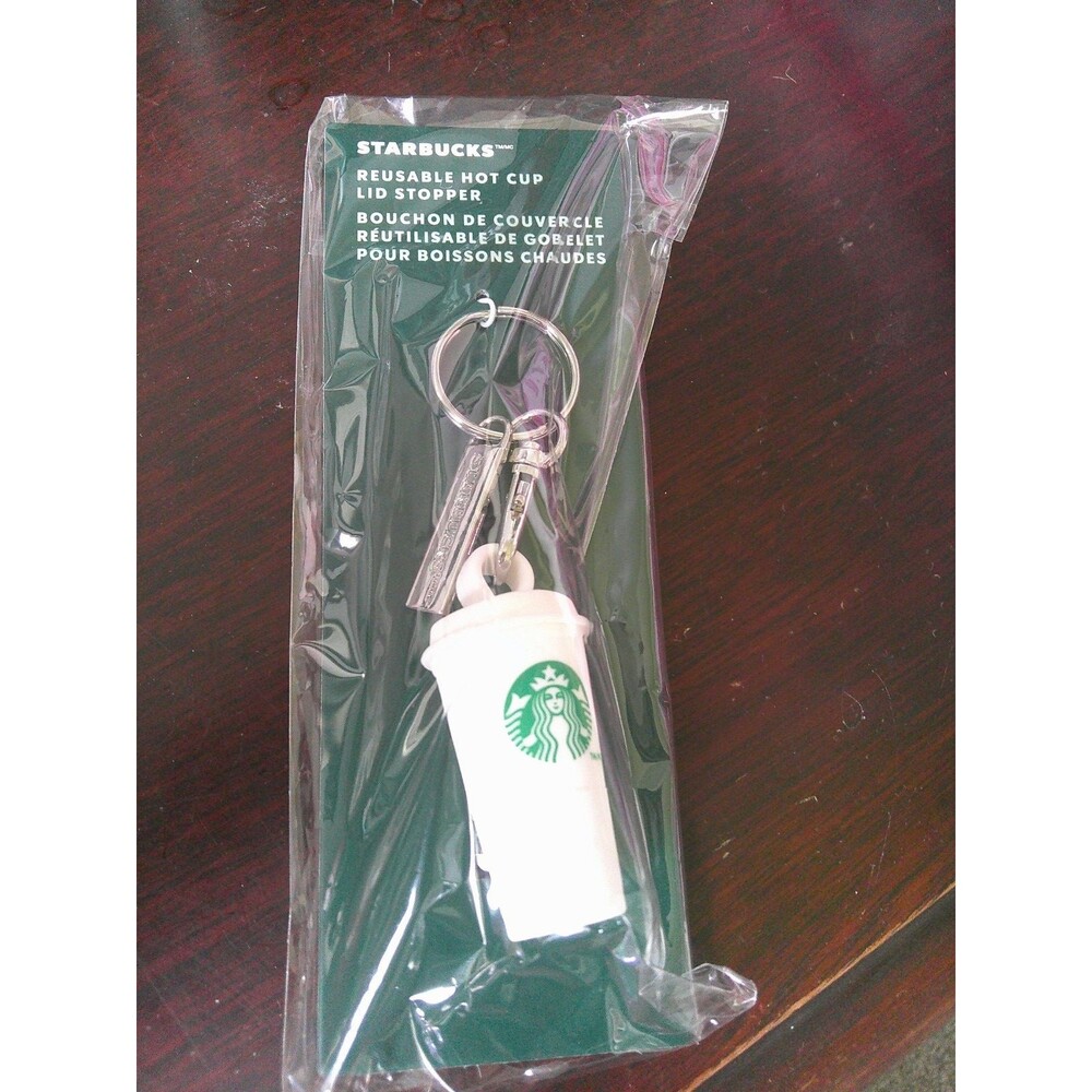 NEW IN PACKAGE StarBucks Reusable Hot Cup Lid Stopper Keychain,White